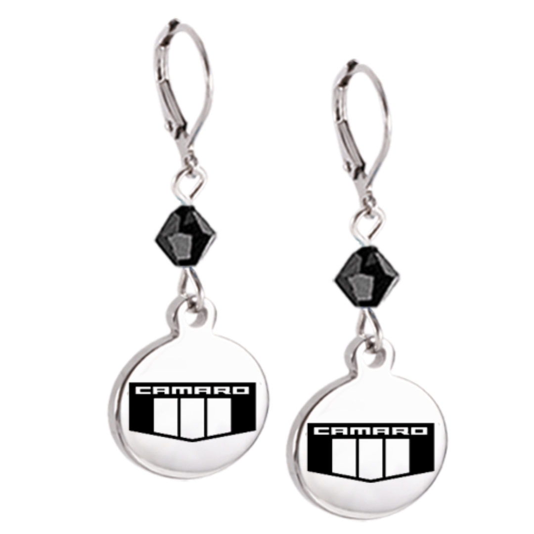 camaro-emblem-crystal-leverback-earrings