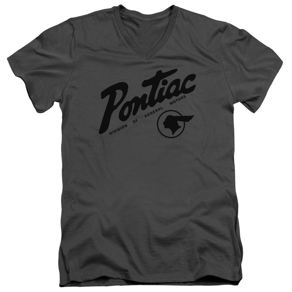 Pontiac Division Adult Slim Fit V-Neck Cotton - Charcoal
