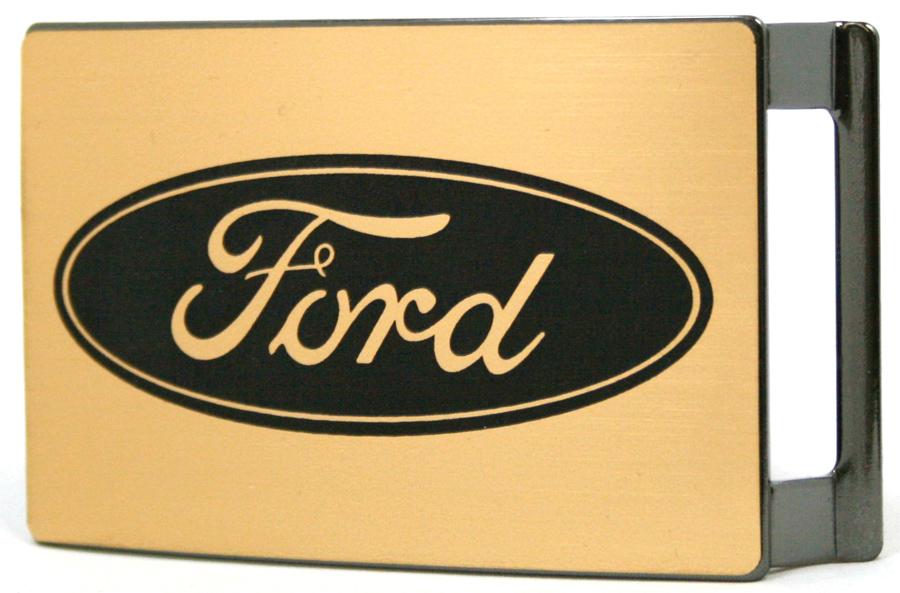 Ford Oval Brushed Gold & Black Rock Star Buckle