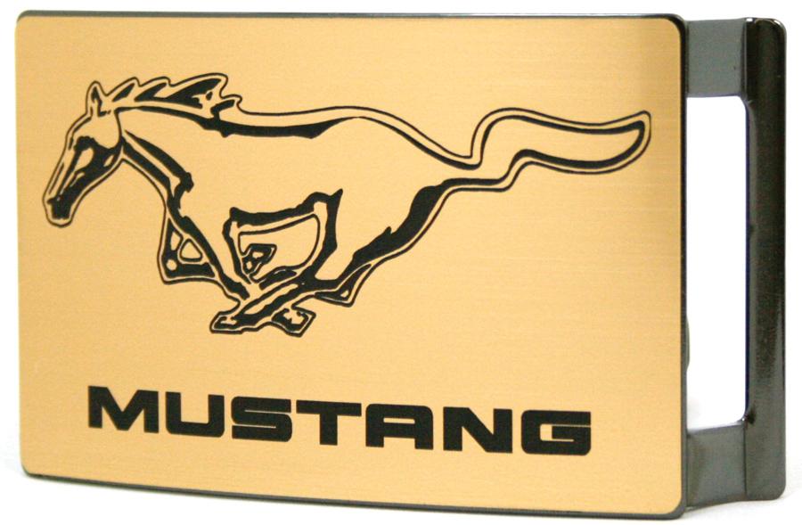 Ford Mustang Pony Logo Brushed Gold & Black Rock Star Buckle
