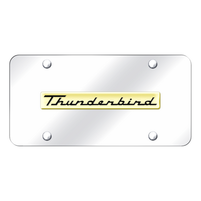 Thunderbird Script License Plate - Gold on Mirrored