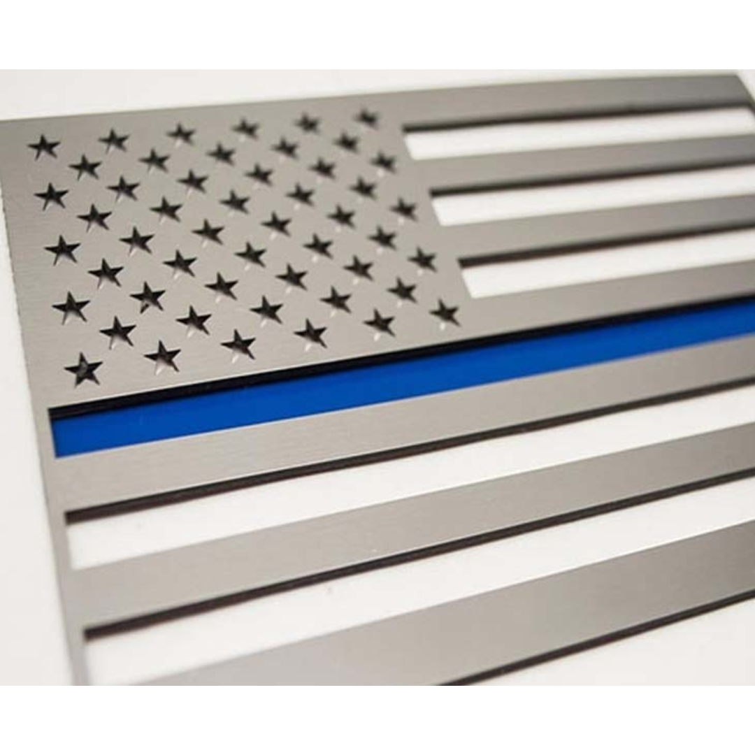 American Flag Emblem 1 or 2 Piece Set | Stainless Steel, Choose Color & Finish