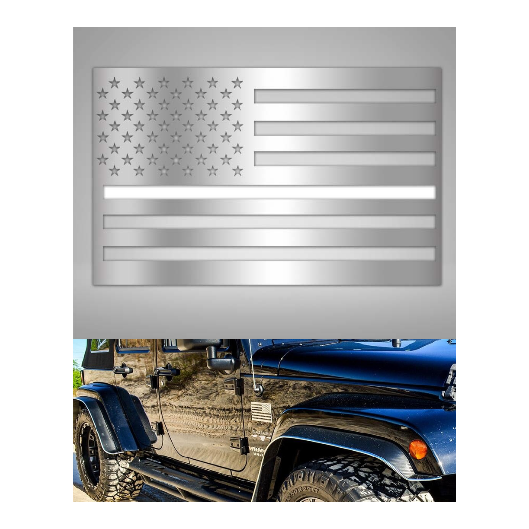 American Flag Emblem 1 or 2 Piece Set | Stainless Steel, Choose Color & Finish