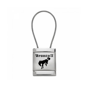 Bronco II Satin-Chrome Cable Key Fob in Silver