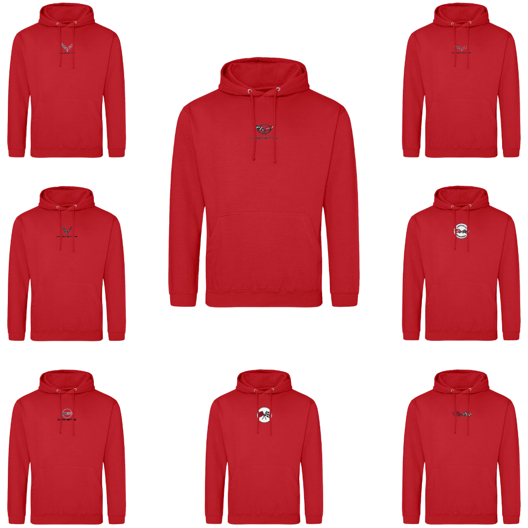 Corvette Embroidered Hoodie - Fire Red