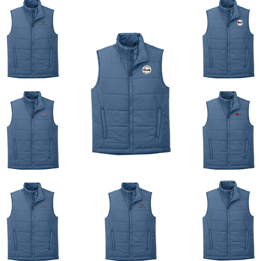 Corvette Embroidered Puffer Vest - Dusk Blue