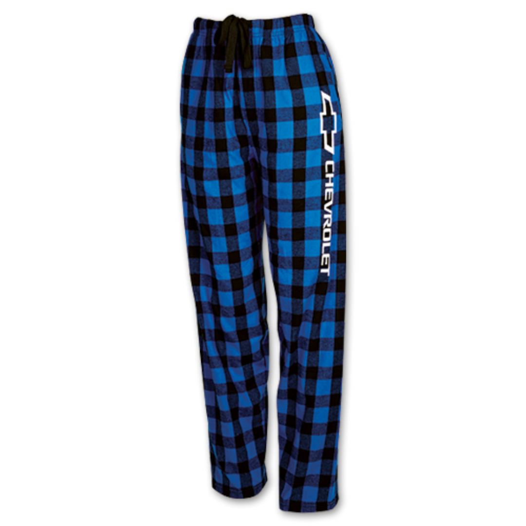 Chevrolet Bowtie Pajama Pants - Blue and Black Flannel