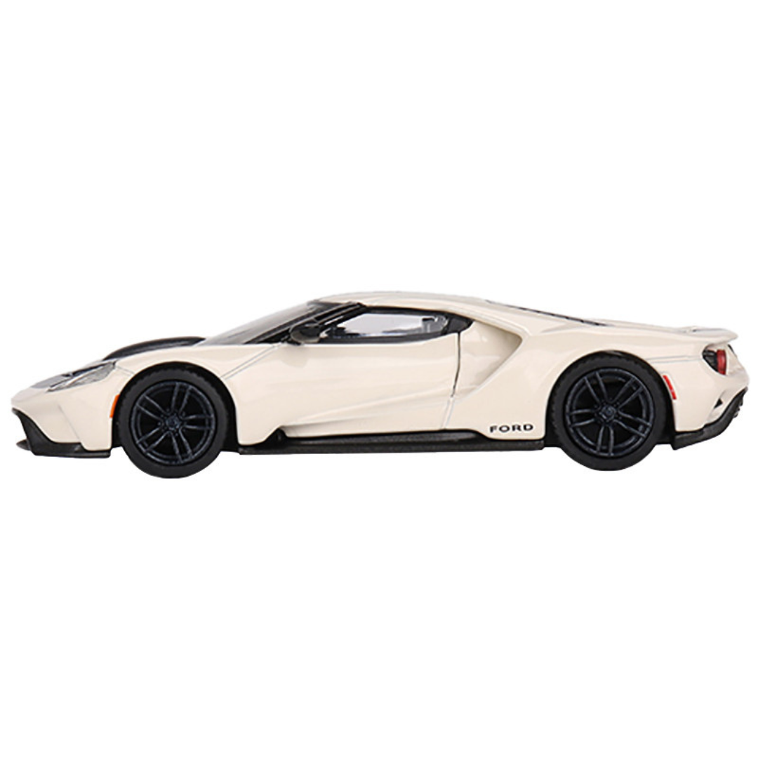 Ford GT "1964 Prototype Heritage Edition" Wimbledon White with Black Hood and Stripe Limited Edition 1/64 Diecast Model Car