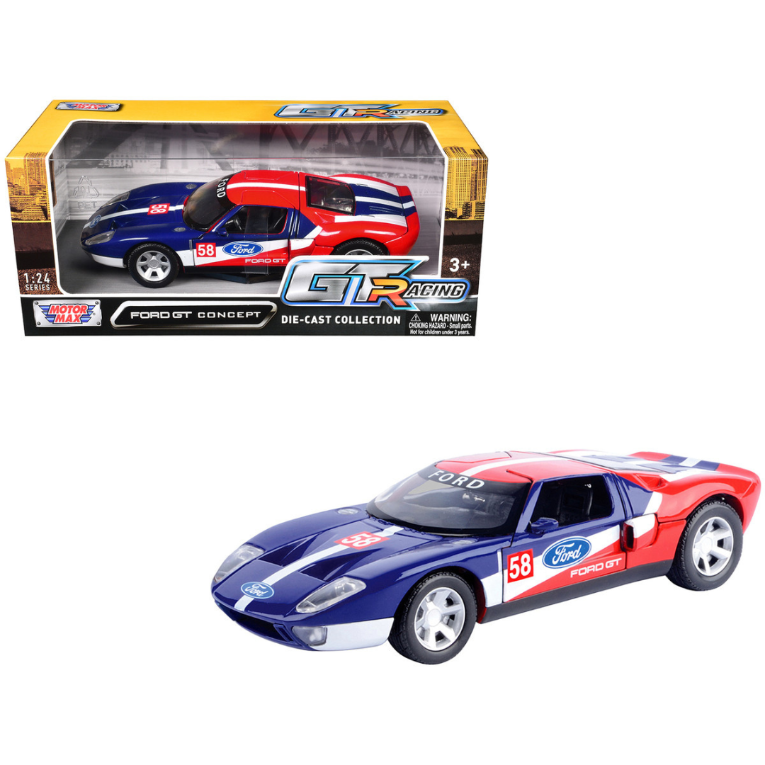 Ford GT Concept #58 Blue and Red with White Stripes "GT Racing" Series 1/24 Diecast Model Car