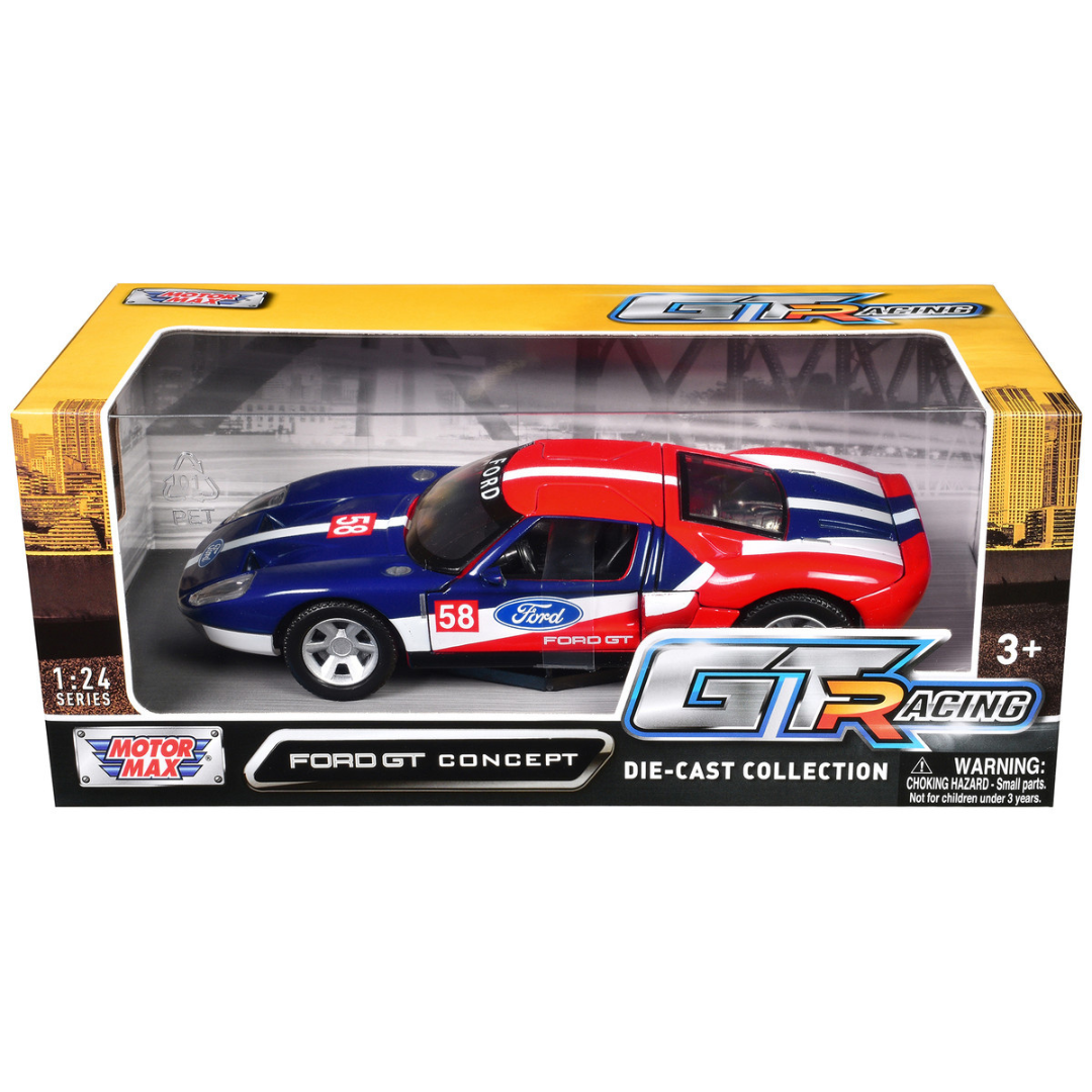 Ford GT Concept #58 Blue and Red with White Stripes "GT Racing" Series 1/24 Diecast Model Car