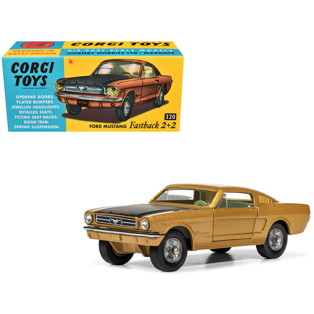 Ford Mustang Fastback 2+2 Gold Metallic and Black Diecast Model Car