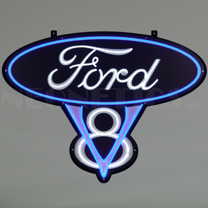 FORD V8 LED FLEX-NEON SIGN IN STEEL CAN