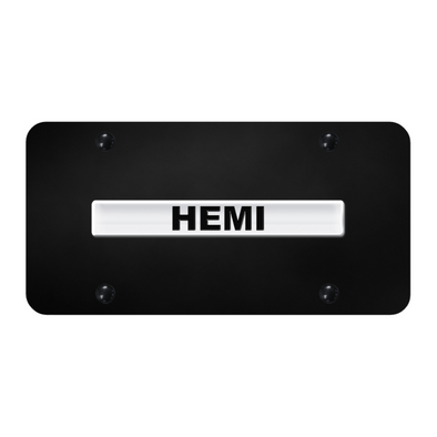 Hemi Name License Plate - Chrome on Black