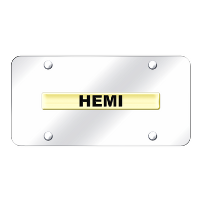 hemi-name-license-plate-gold-on-mirrored