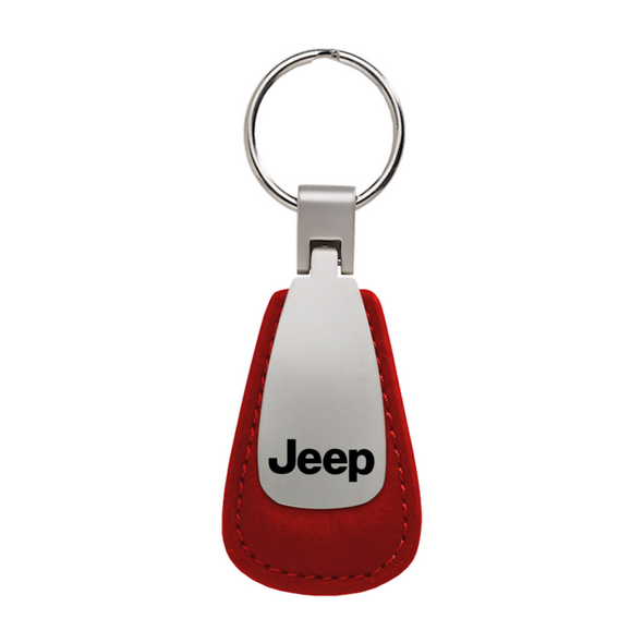 Jeep Leather Teardrop Key Fob in Red