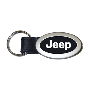 Jeep Oval Leather Key Fob in Black