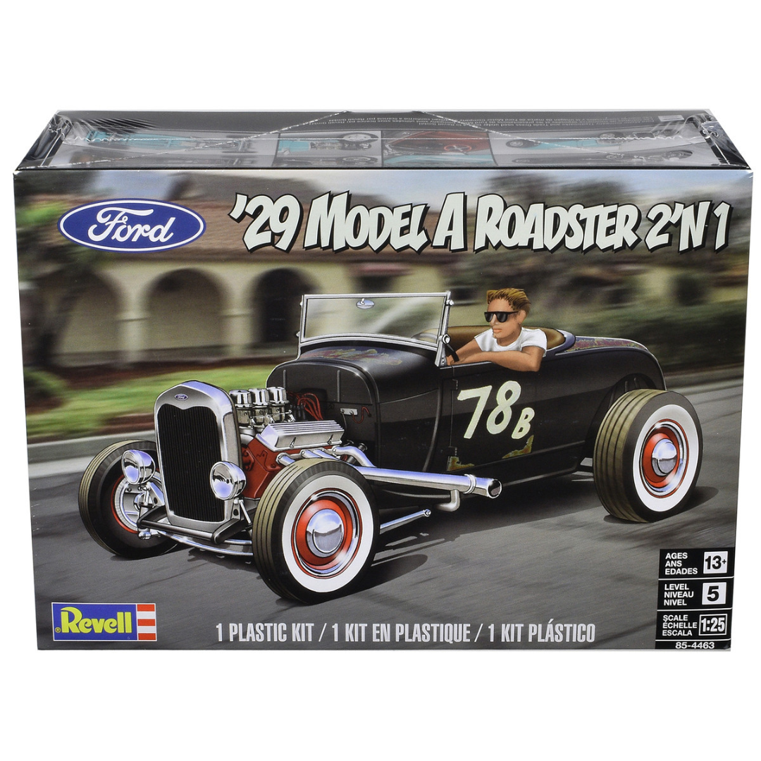 Level 5 Model Kit 1929 Ford Model A Roadster 2-in-1 Kit 1/25 Scale Model