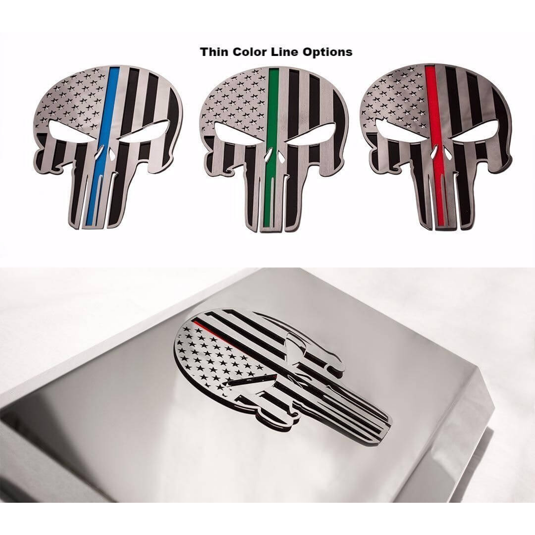 American Pride Patriot Skull Emblem 6" 1Pc | Stainless Steel, Choose Finish & Color Inlay