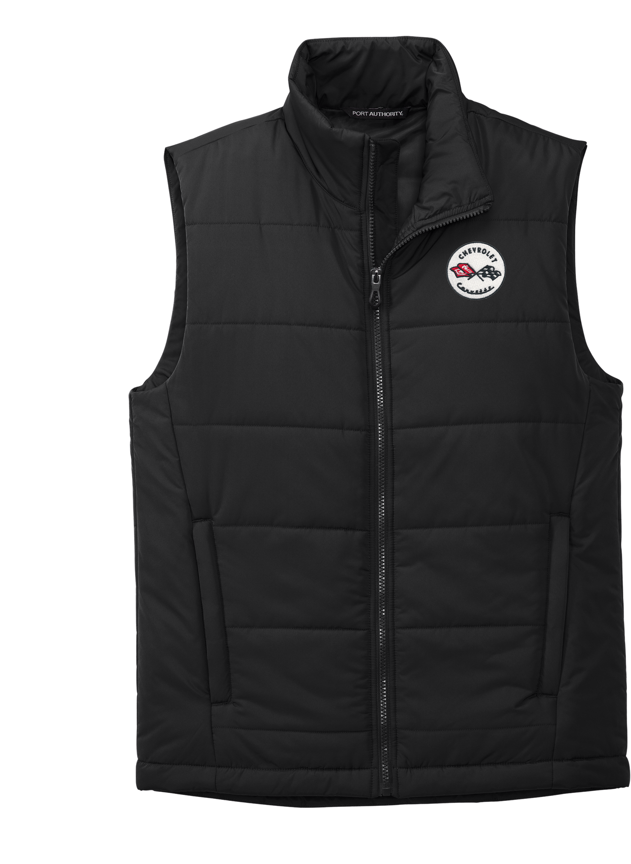 Corvette Embroidered Puffer Vest - Black