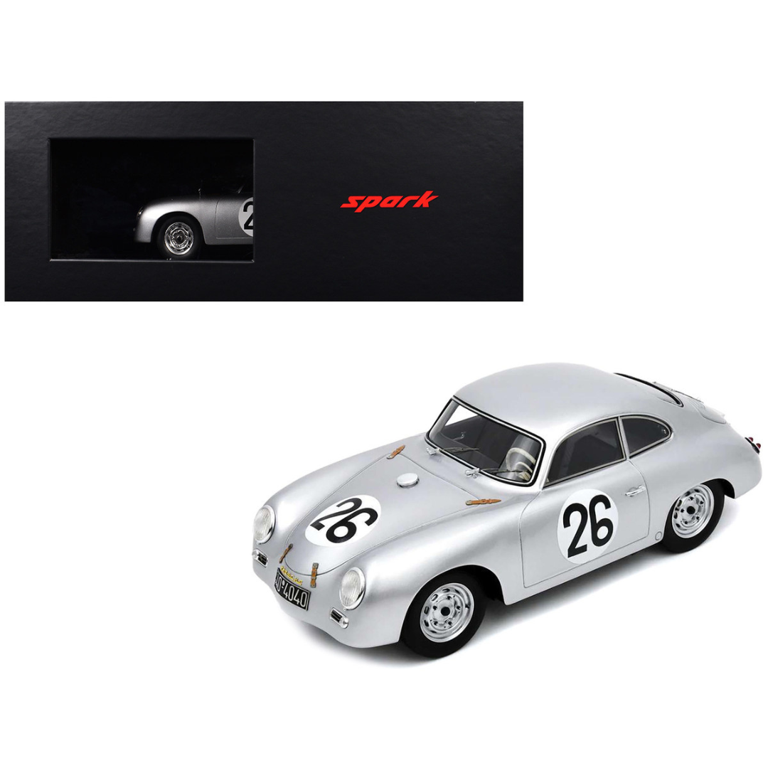 Porsche 356 #26 Max Nathan - Helmut 'Helm' Glockler "Porsche KG" "24 Hours of Le Mans" (1956) with Acrylic Display Case 1/18 Model Car