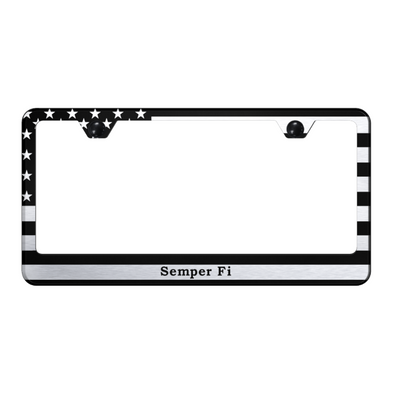 Semper Fi Flag Stainless Steel Frame - Laser Etched Black