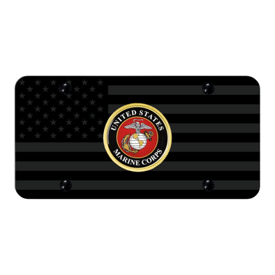 U.S.M.C. Badge License Plate - UV Subdued Flag