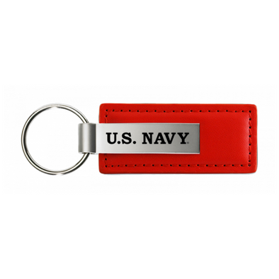 U.S. Navy Leather Key Fob in Red