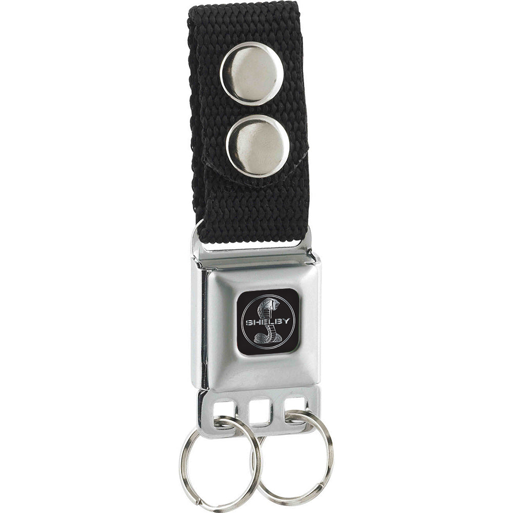 Shelby Black & White Seatbelt Buckle Keychain