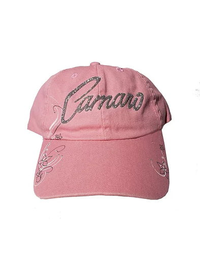 Camaro Glitter Script Ladies Hat / Cap - Pink
