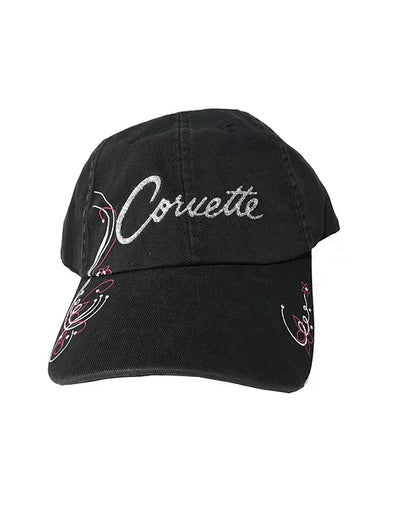 corvette-glitter-script-ladies-hat-cap