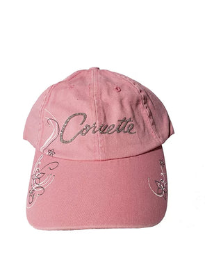 corvette-glitter-script-ladies-hat-cap-pink