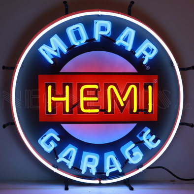 Mopar Garage Hemi Circular Neon Sign