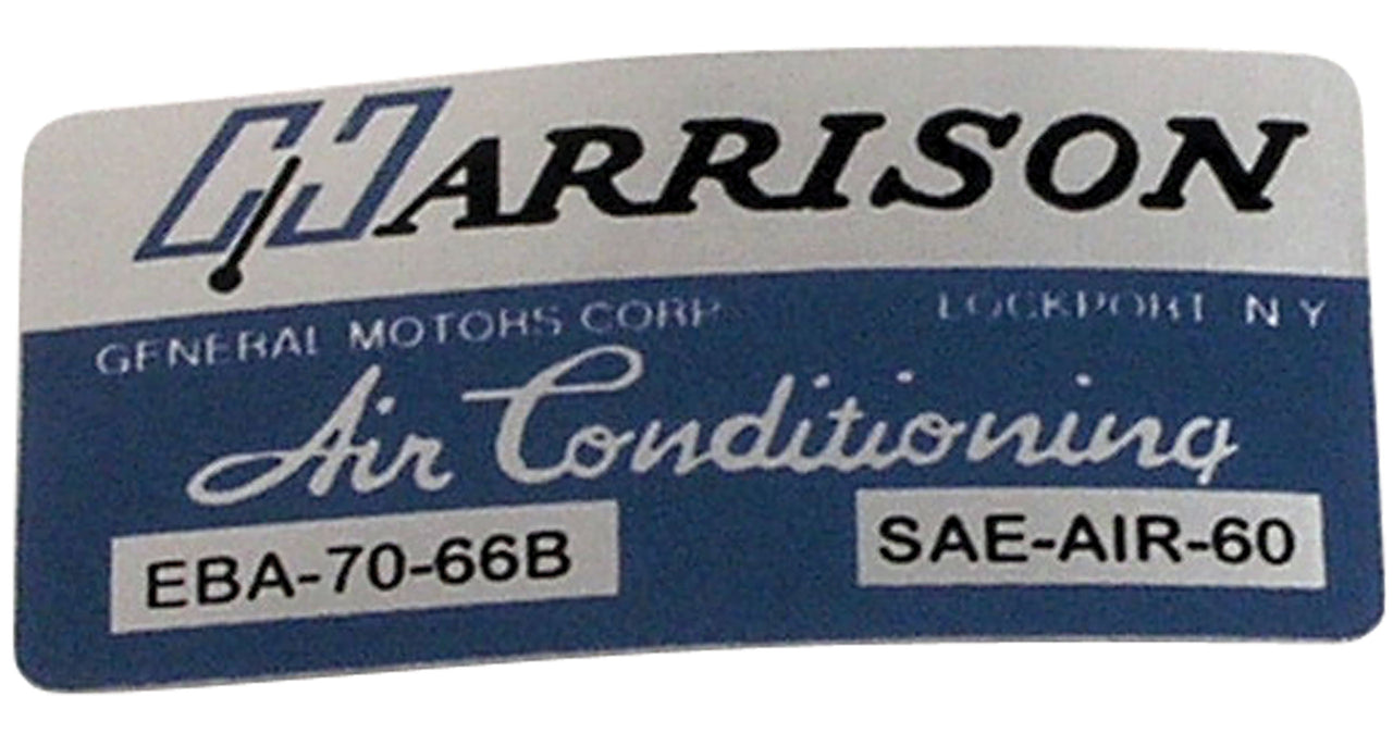 1966-1966 Corvette Decal. Air Conditioner Foil Plate - CA-0327-Corvette-Store-Online