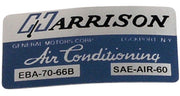 1966-1966 Corvette Decal. Air Conditioner Foil Plate - CA-0327-Corvette-Store-Online