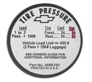 1966-1966 Corvette Decal. Tire Pressure-Glovebox - CA-0346-Corvette-Store-Online