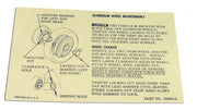 1964-1966 Corvette Instructions. Knock-Off Wheel-Glovebox - CA-0349-Corvette-Store-Online