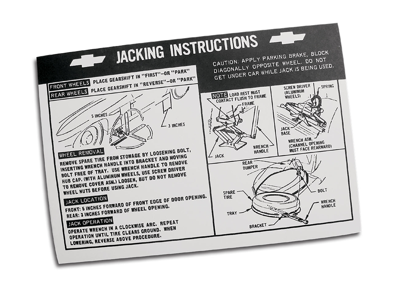 1967-1967 Corvette Decal. Jacking Instruction - CA-0358-Corvette-Store-Online