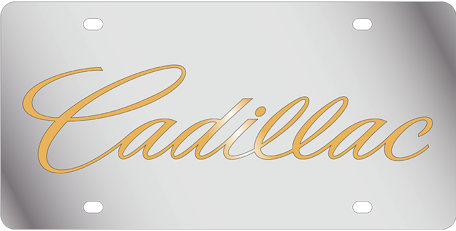 Cadillac Gold Script Stainless Steel License Plate