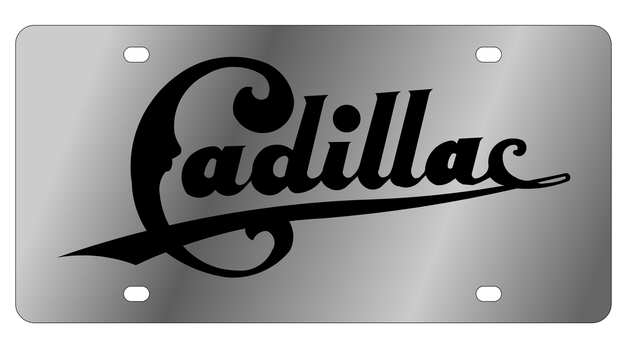 Cadillac Retro Scrip Stainless Steel License Plate