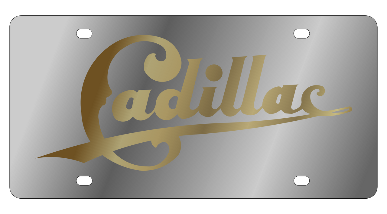 Cadillac Retro Scrip Stainless Steel License Plate