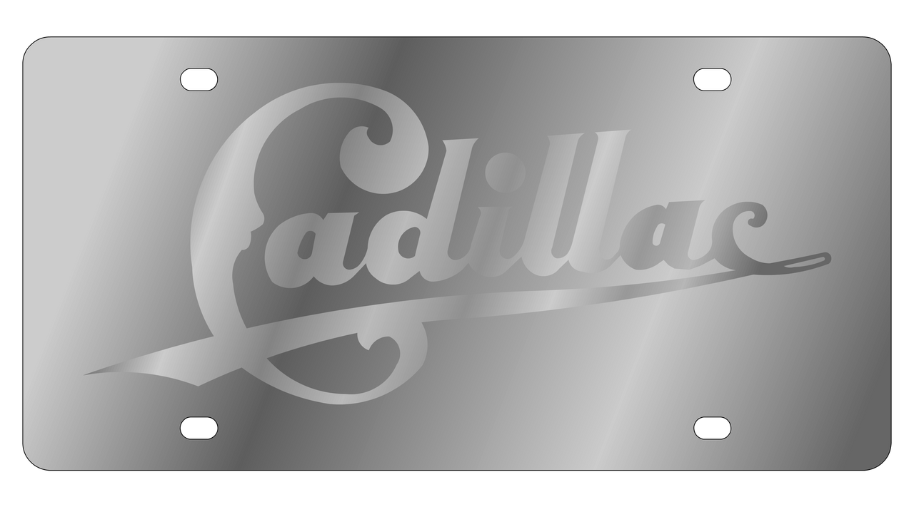 Cadillac Retro Scrip Stainless Steel License Plate