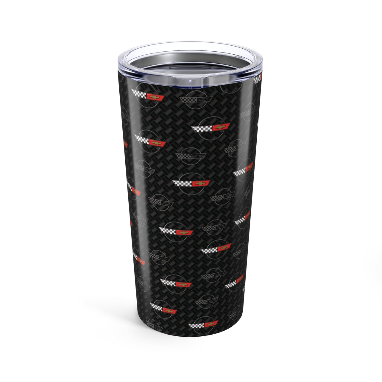 Corvette C4 Logo Toss  Pattern Carbon Tumbler 20oz | Retro Car Lover Travel Cup, Gift for Him, Car Enthusiast, Father's Day, Road Trip