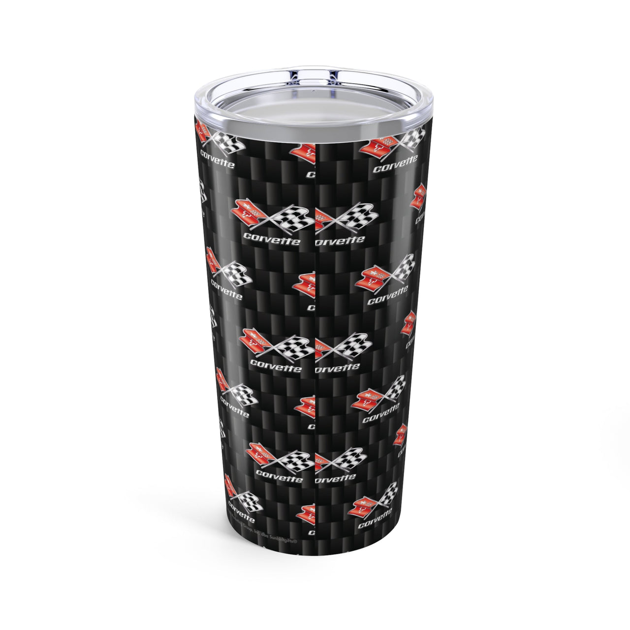 Corvette C3 Logo Repeat Pattern Carbon Tumbler 20oz | Retro Car Lover Travel Cup, Gift for Him, Car Enthusiast, Father's Day, Road Trip