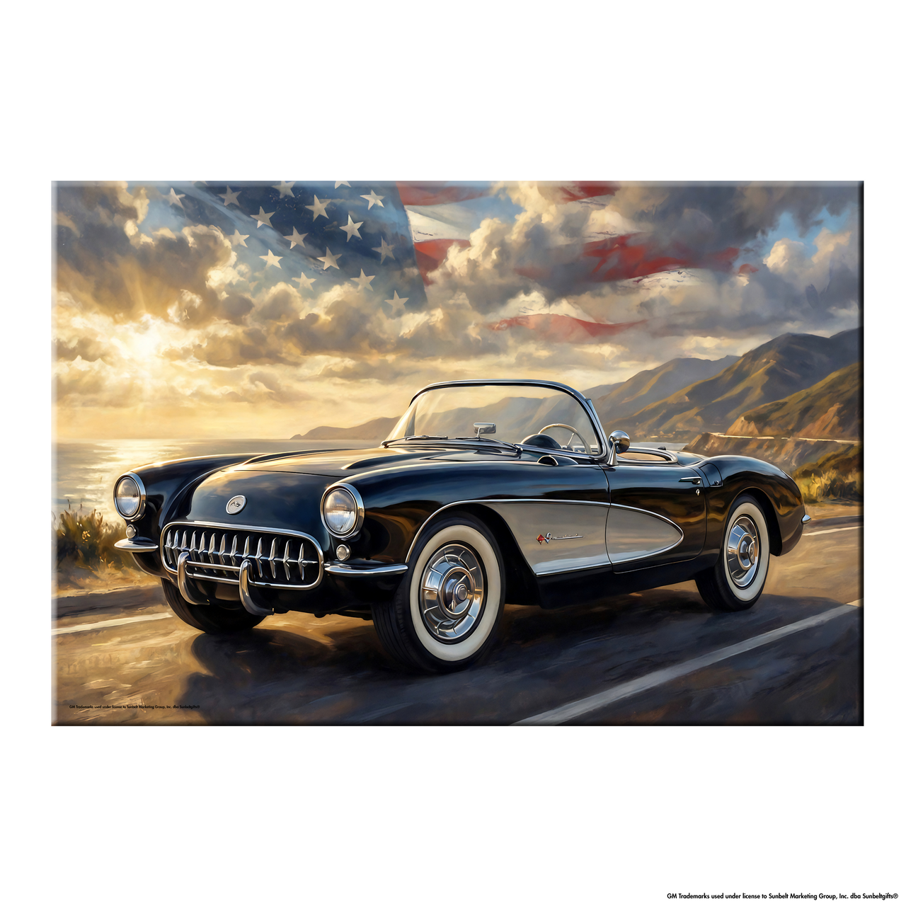 Corvette C1 Black C1 Pacific Coast Highway Canvas Wall Art