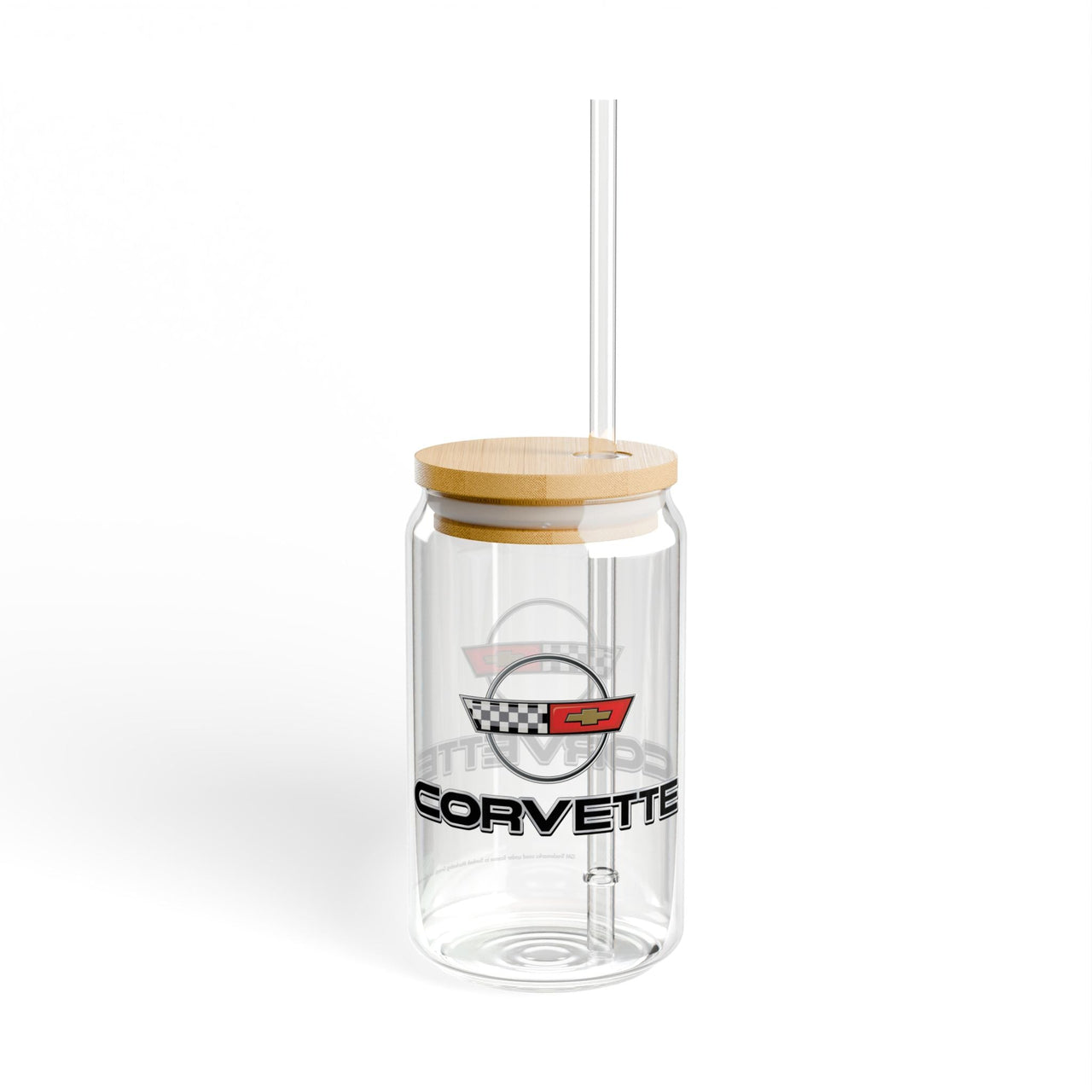 Corvette C4 16oz Clear Plastic Sipper – Corvette Script & C4 Logo | Gift for Car Enthusiasts, Summer BBQs, Nostalgic Kitchen Decor