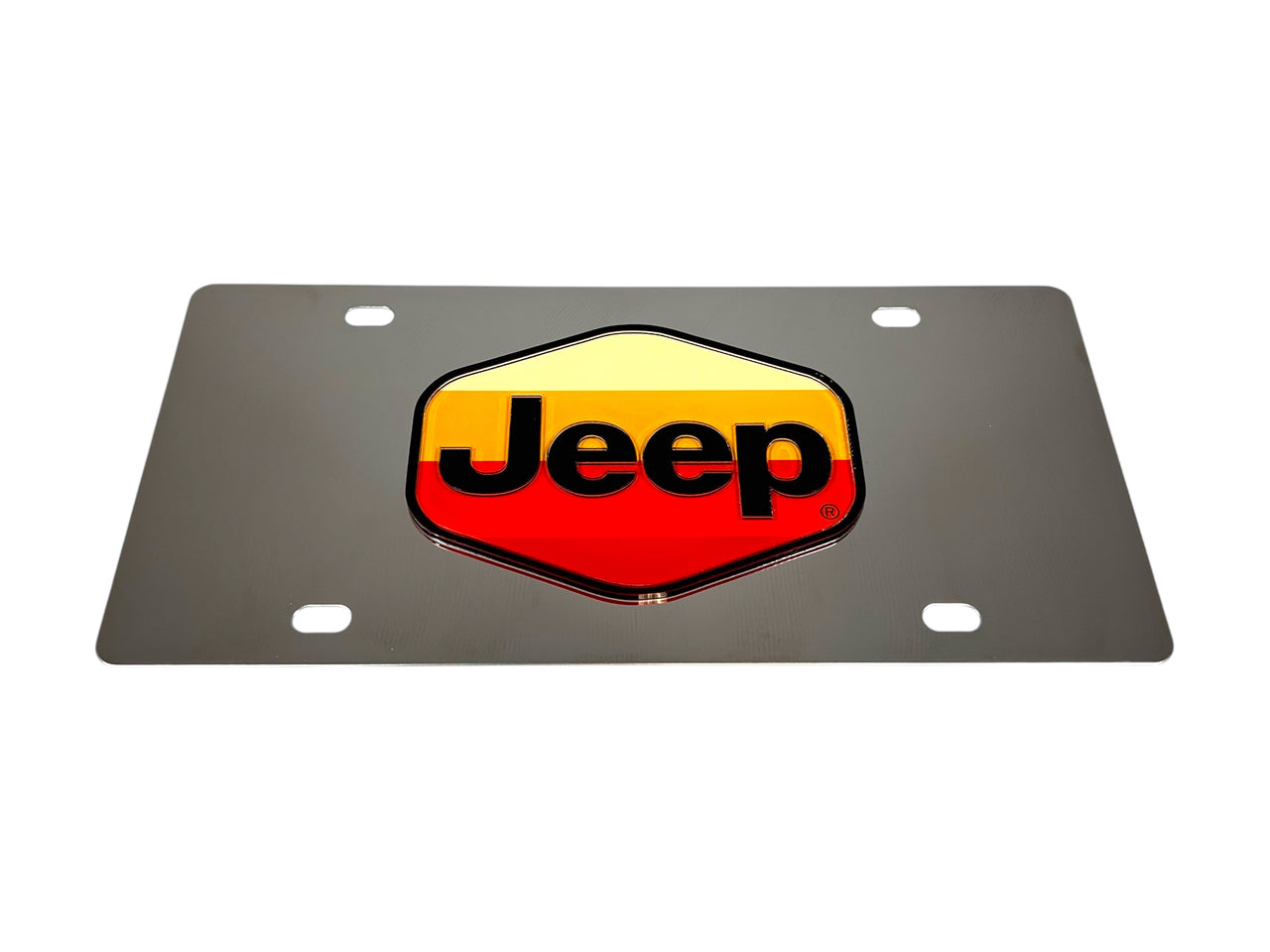 Retro Jeep Logo Stainless Steel License Plate