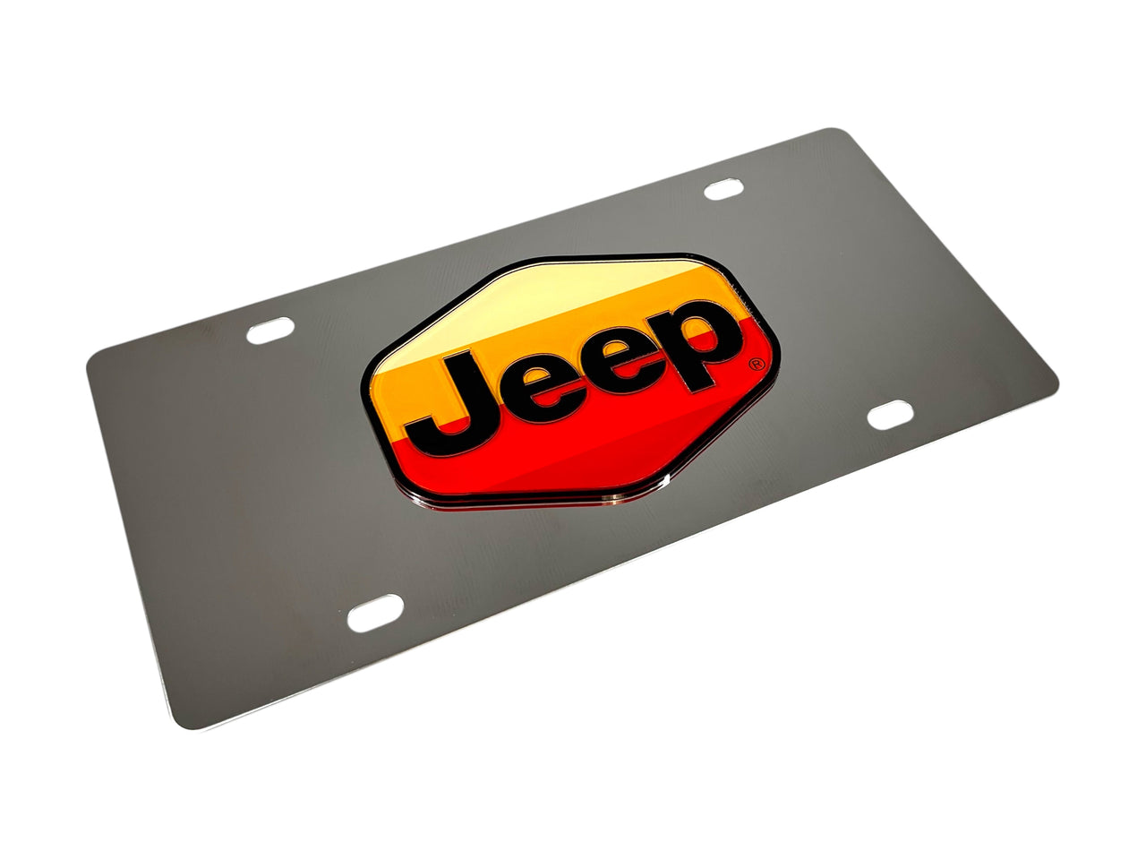 Retro Jeep Logo Stainless Steel License Plate
