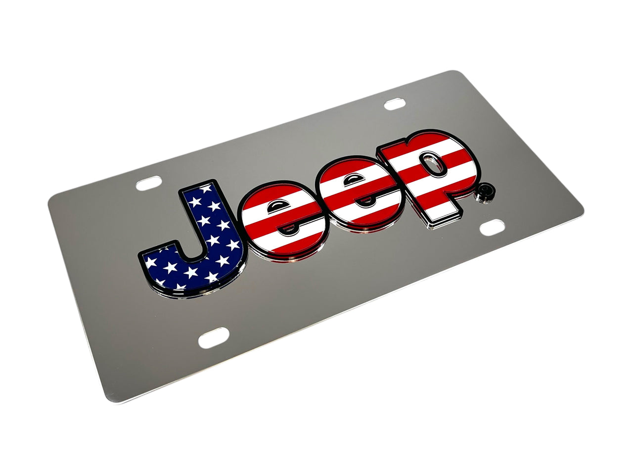 Jeep USA Flag Stainless Steel License Plate
