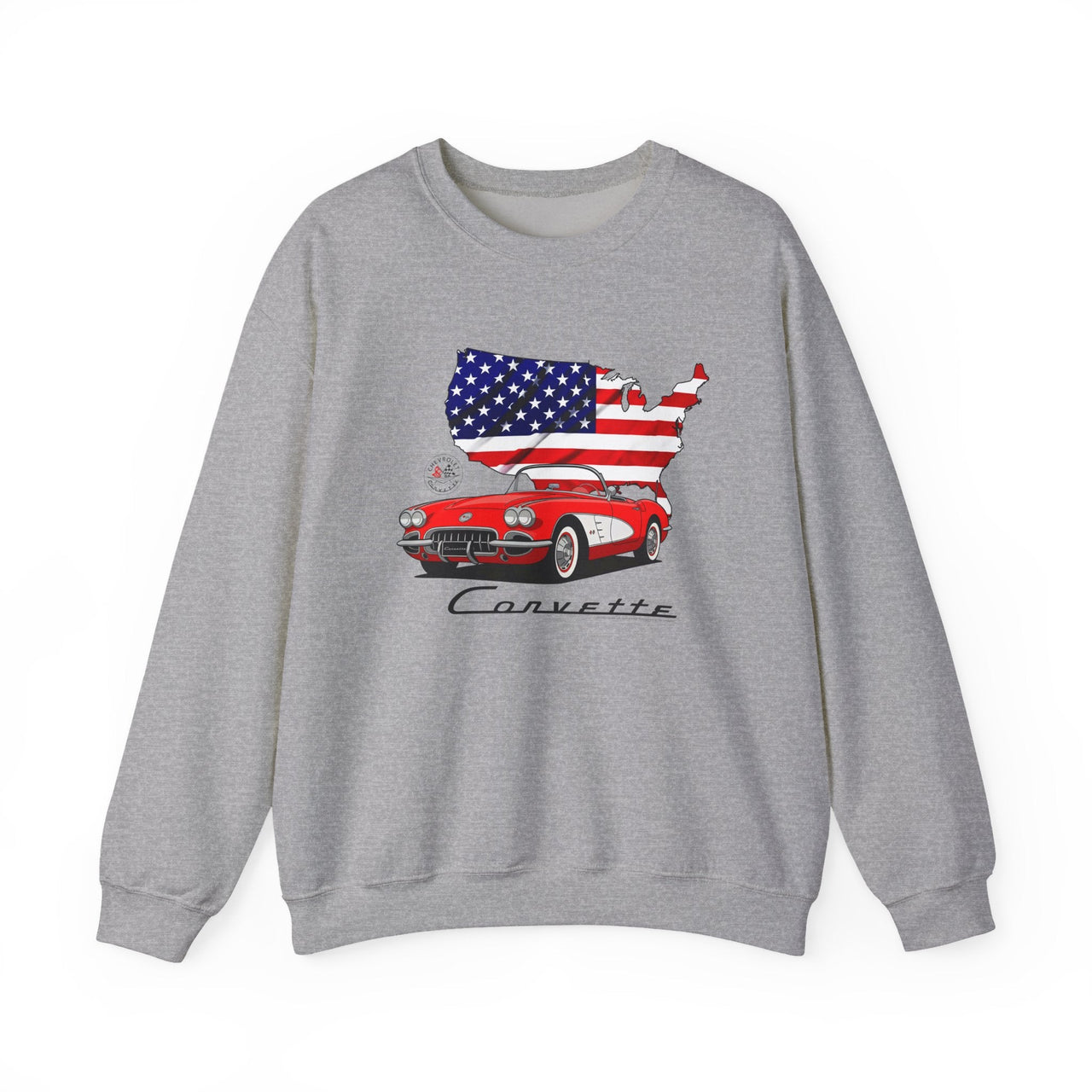 C1 Corvette American Flag Cotton Blend Sweatshirt – Legends of the Road, Perfect for the Corvette Fan