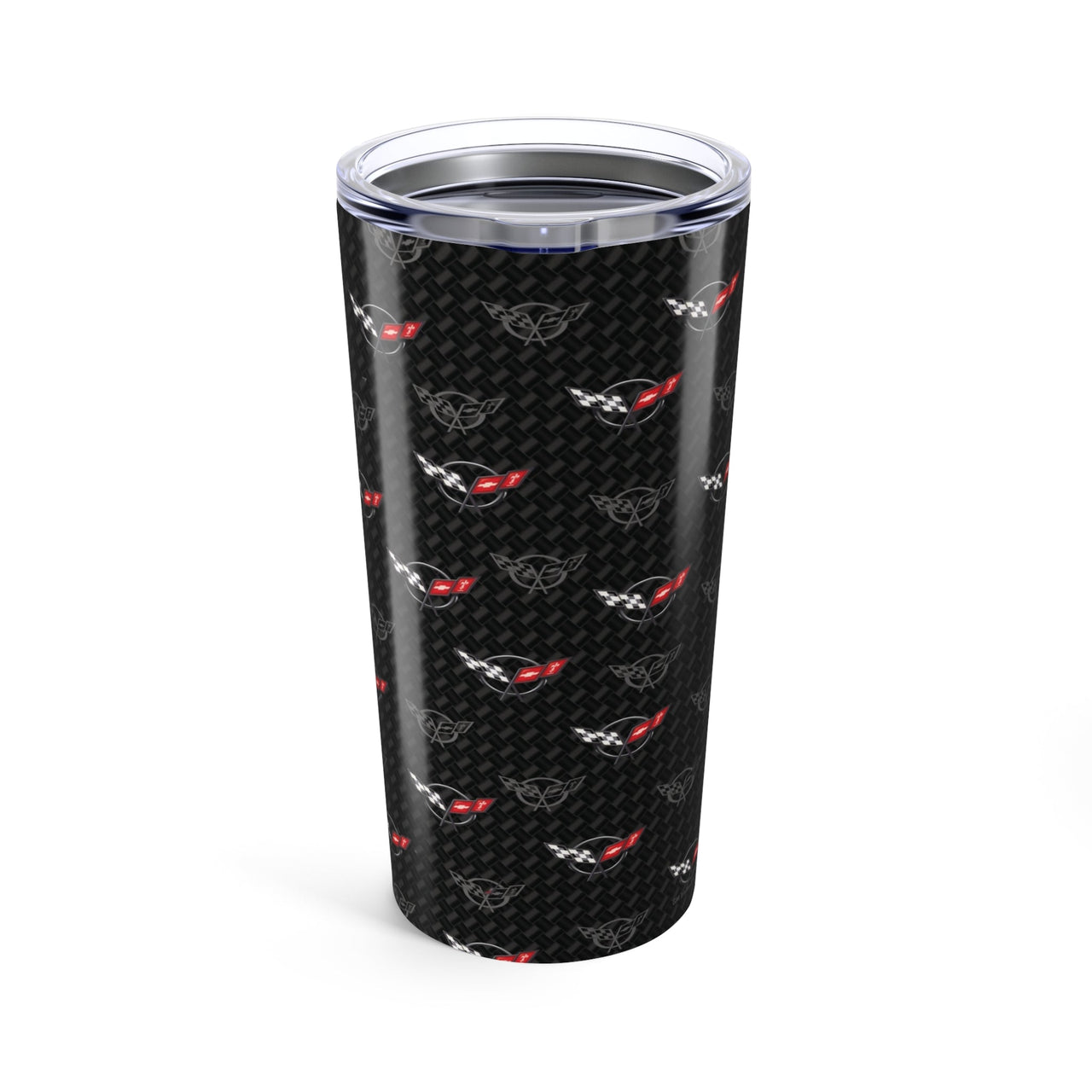 Corvette C5 Logo Toss  Pattern Carbon Tumbler 20oz | Retro Car Lover Travel Cup, Gift for Him, Car Enthusiast, Father's Day, Road Trip